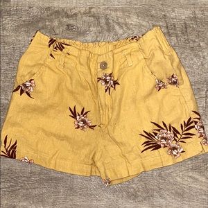Yellow floral summer shorts